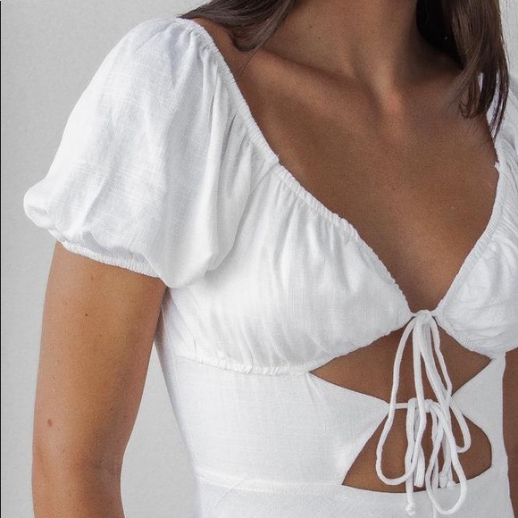 NWT White double tie front mini dress - Picture 6 of 8